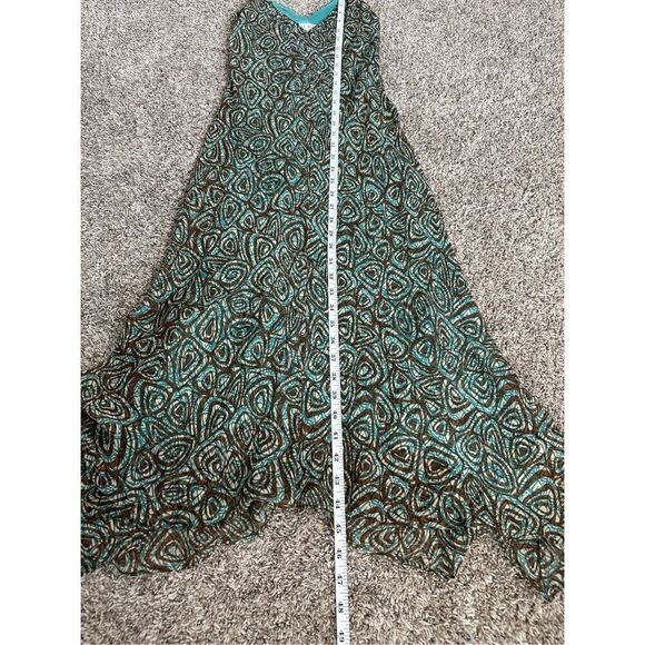 Vintage Y2K Nine West Silk Slip Dress 4 Midi Sleeveless Teal Brown Sequin Fairy - Picture 9 of 9